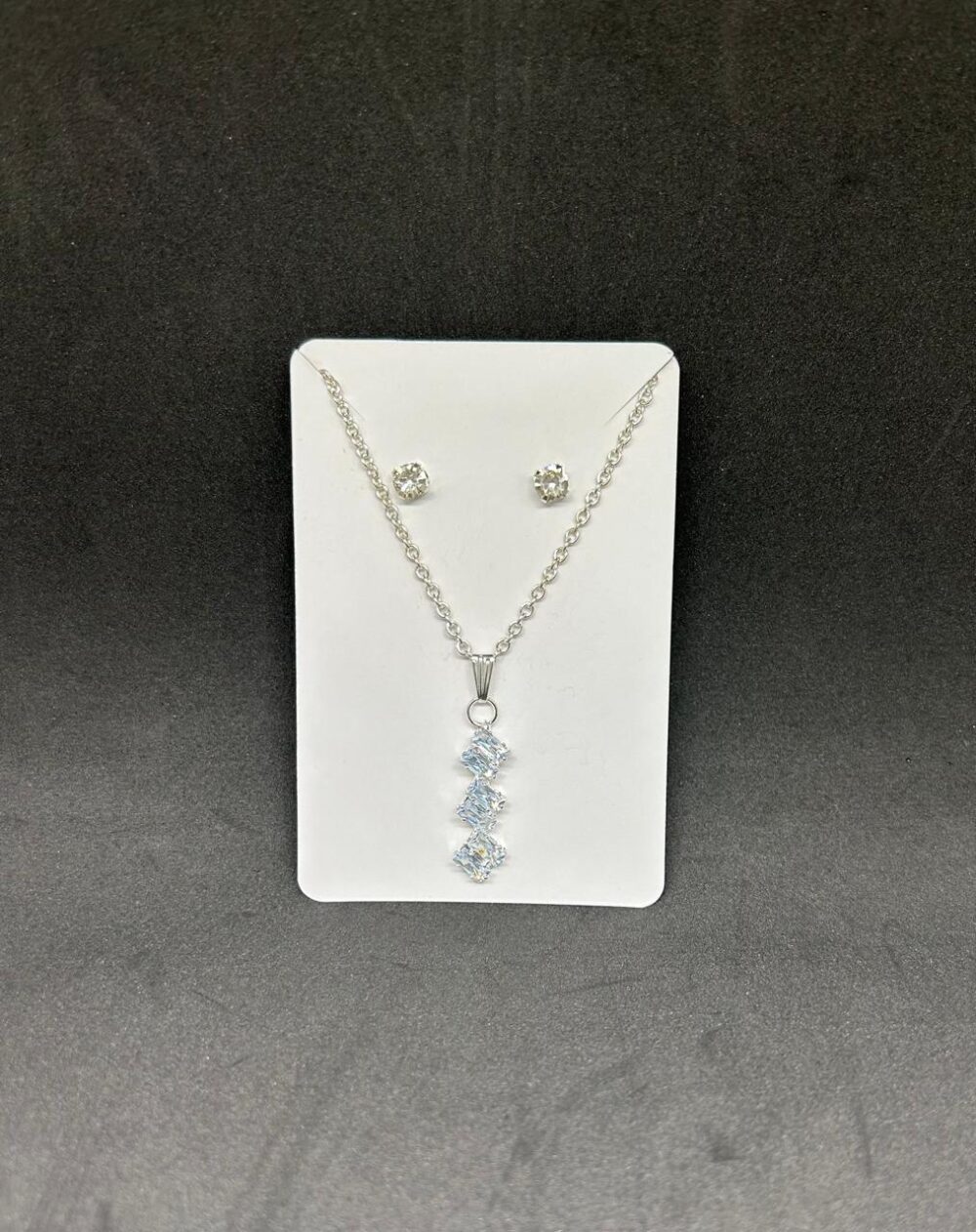 Blush Blossom Pendant Chain & Earrings Set