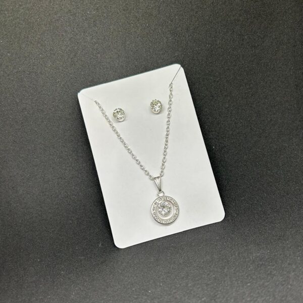 Royal Emblem Pendant Chain & Earrings Set