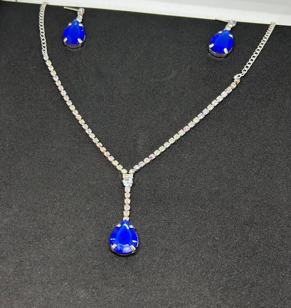 Ocean Crystal Drop Necklace Set - Image 3