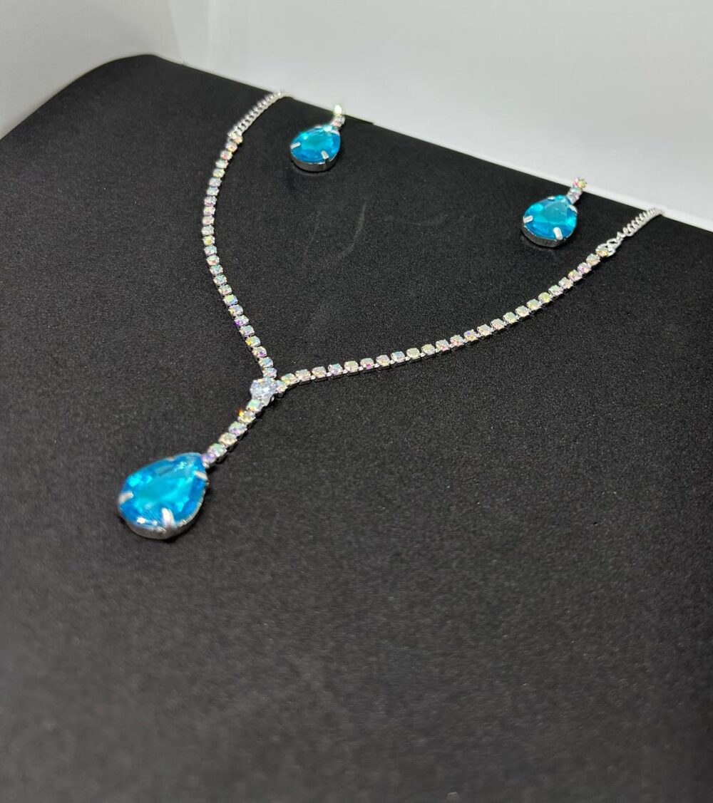 Ocean Crystal Drop Necklace Set - Image 3
