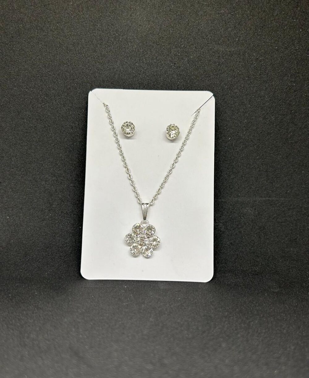 Luxe Petal Glow Pendant Chain & Earrings Set